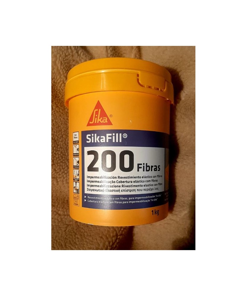 SikaFill 200 Fibras, Rojo teja, Pintura acrílica con fibras de vidrio 1Kg