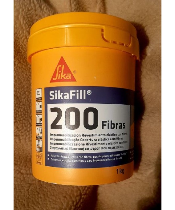 SikaFill 200 Fibras, Rojo teja, Pintura acrílica con fibras de vidrio 1Kg