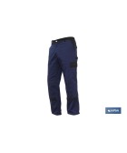 Pantalón de Trabajo | Flex | Modelo Jano | Slim Fit | Composición 97,76% Algodón y 2,24% Elastano | Color Azul Marino/Negro