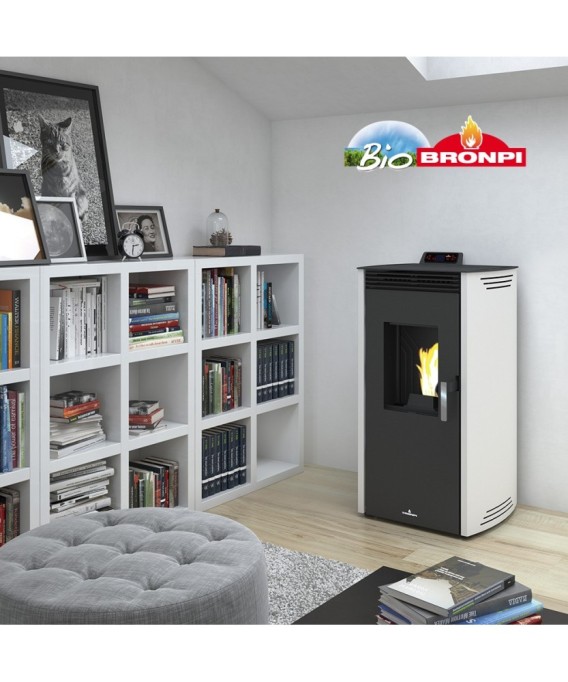 Estufa de pellet bronpi modelo noa 12 kw color marfil