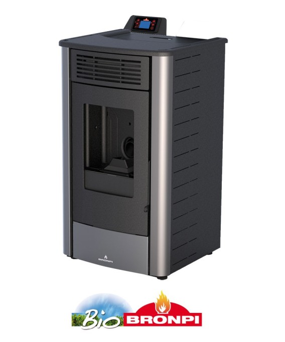 Estufa de pellet bronpi modelo rita 9 kw color gris